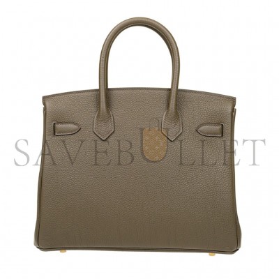 HERMES BIRKIN 25 EPSOM LEATHER TRENCH COAT GREY GOLD BUCKLE BAG H028369CCM8 (25*20*13cm)